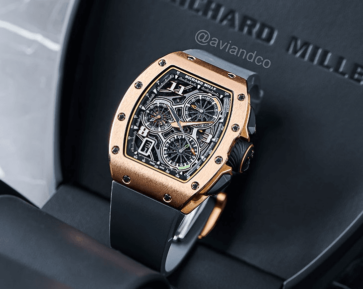 Richard Mille in rose gold and black rubber